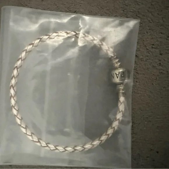 Pandora Braided Silver and Gold colored leather Bracelet - Picture 2 of 2